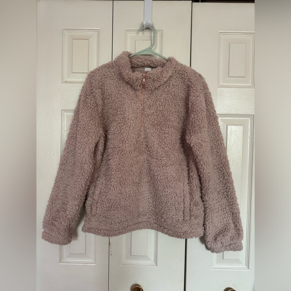 Gap Baby Pink quarter zip sherpa